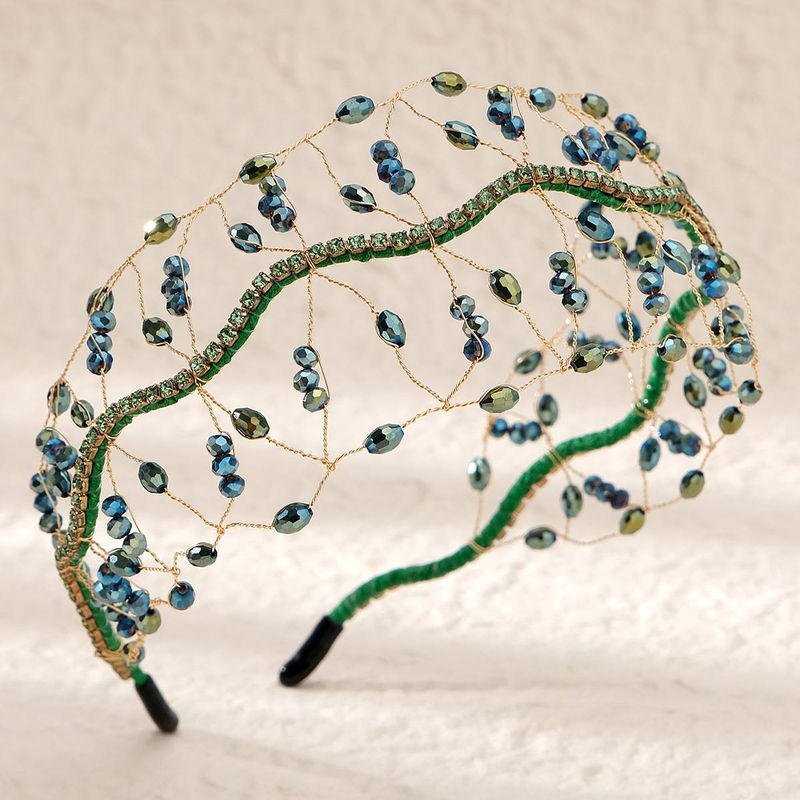 Nouveau bandeau en cristal de mariée boule de mariage fête presse bandeau luxueux bandeau tissé à la main_voghion.com
