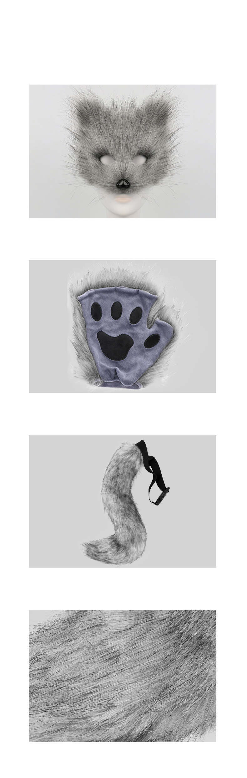 Hallowmas suit simulation fox mask gloves plush fox tail handmade animal tail cos prop accessories_voghion.com