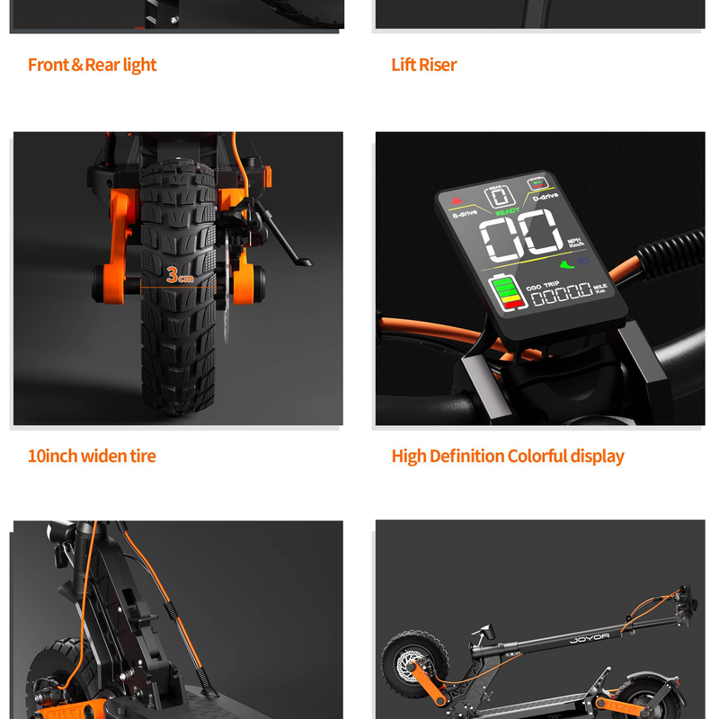 Monopattino elettrico certificato JOYOR S5 ABE Pneumatici da 10 pollici Motore da 500 W Batteria da 48 V 13 Ah 20 km/h Autonomia da 40 a 55 km Doppi freni a disco_voghion.com