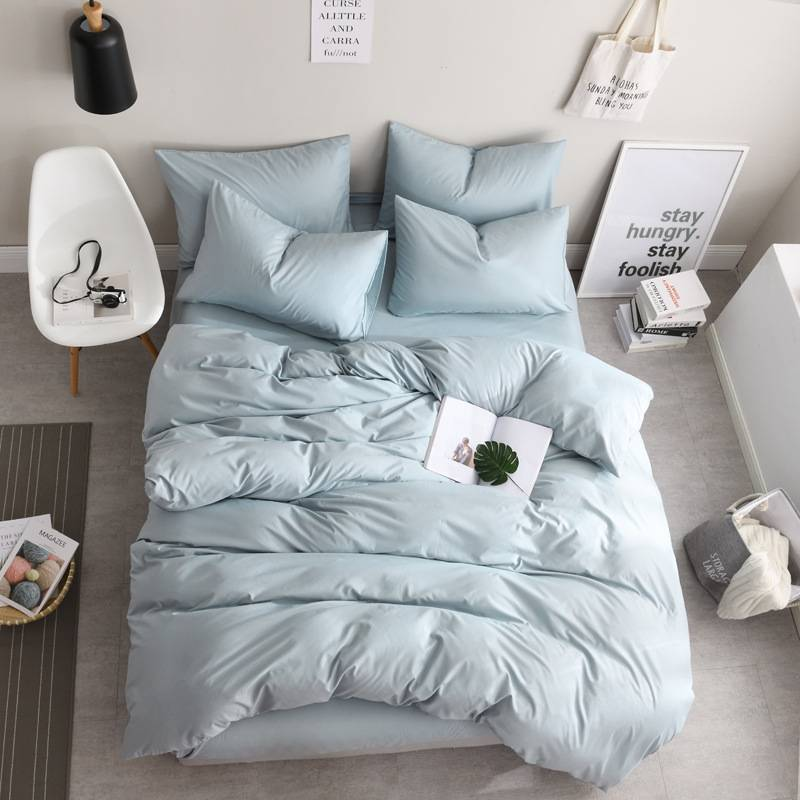 Three Piece Fitted Sheet Set Solid Color Bedding Candy Long Pillowcase_voghion.com