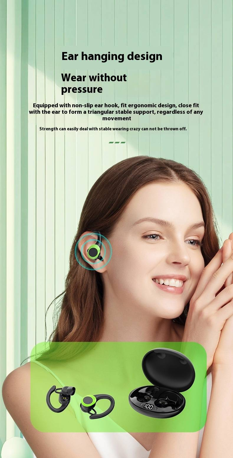 AX9 True Wireless Clip-On Bluetooth Earbuds With ENC Noise Cancellation 40H Playtime IPX5 Waterproof For Sports & Business_voghion.com