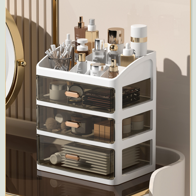 Storage Desktop Multi Layer Cosmetic Box Transparent Drawer Box Desktop Box Data Cable Box_voghion.com