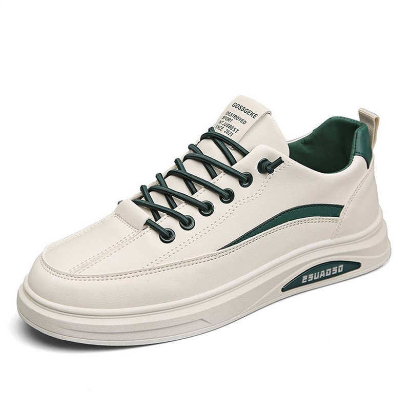 Fashion Sneakers Small White Shoes Jogging Shoes Men's Artificial PU Low Top Lace-Up Non-Slip Wear-Resistant Running Shoes_voghion.com