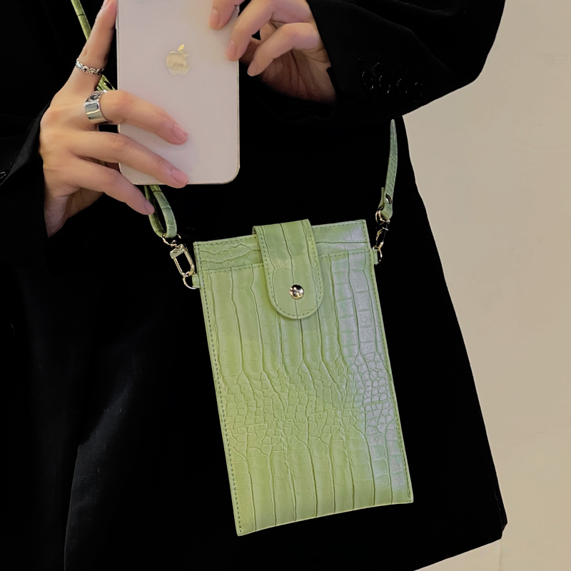 Women's Shoulder Bag Long Rope Niche Women's Mobile Phone Bag Messenger Bag Crocodile Pattern PU Leather Simple Design_voghion.com
