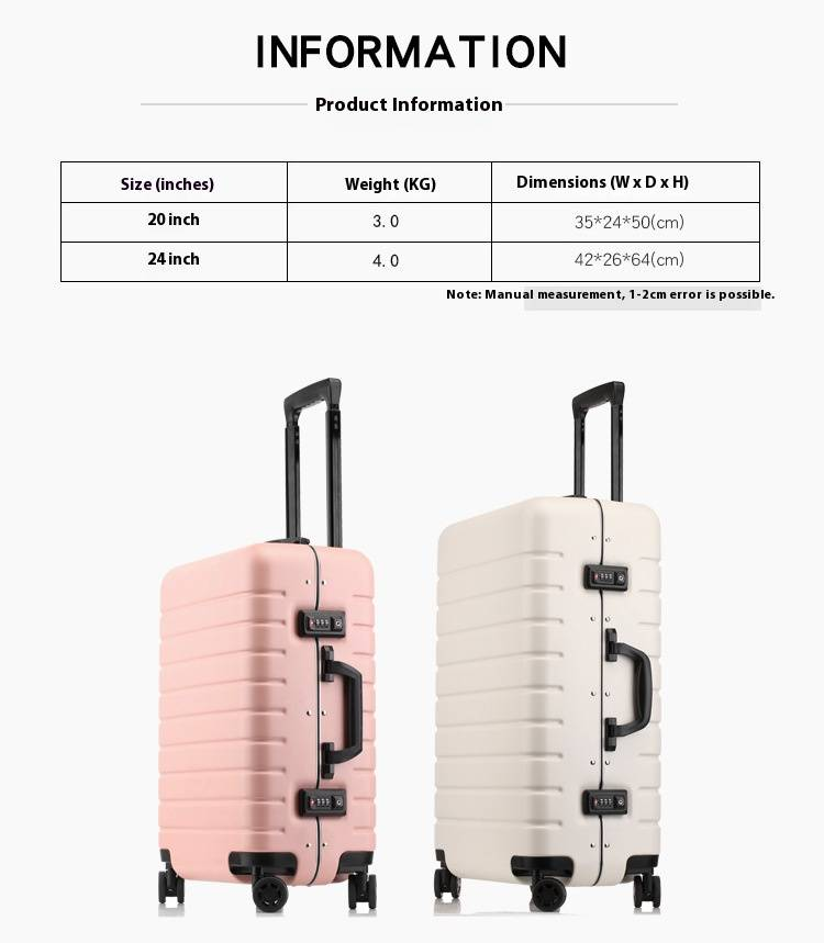 Durable PC Aluminum Frame Luggage With TSA Lock, 20-inch & 25-inch Spinner Suitcase For Travel, Waterproof & Lightweight Carry-On_voghion.com