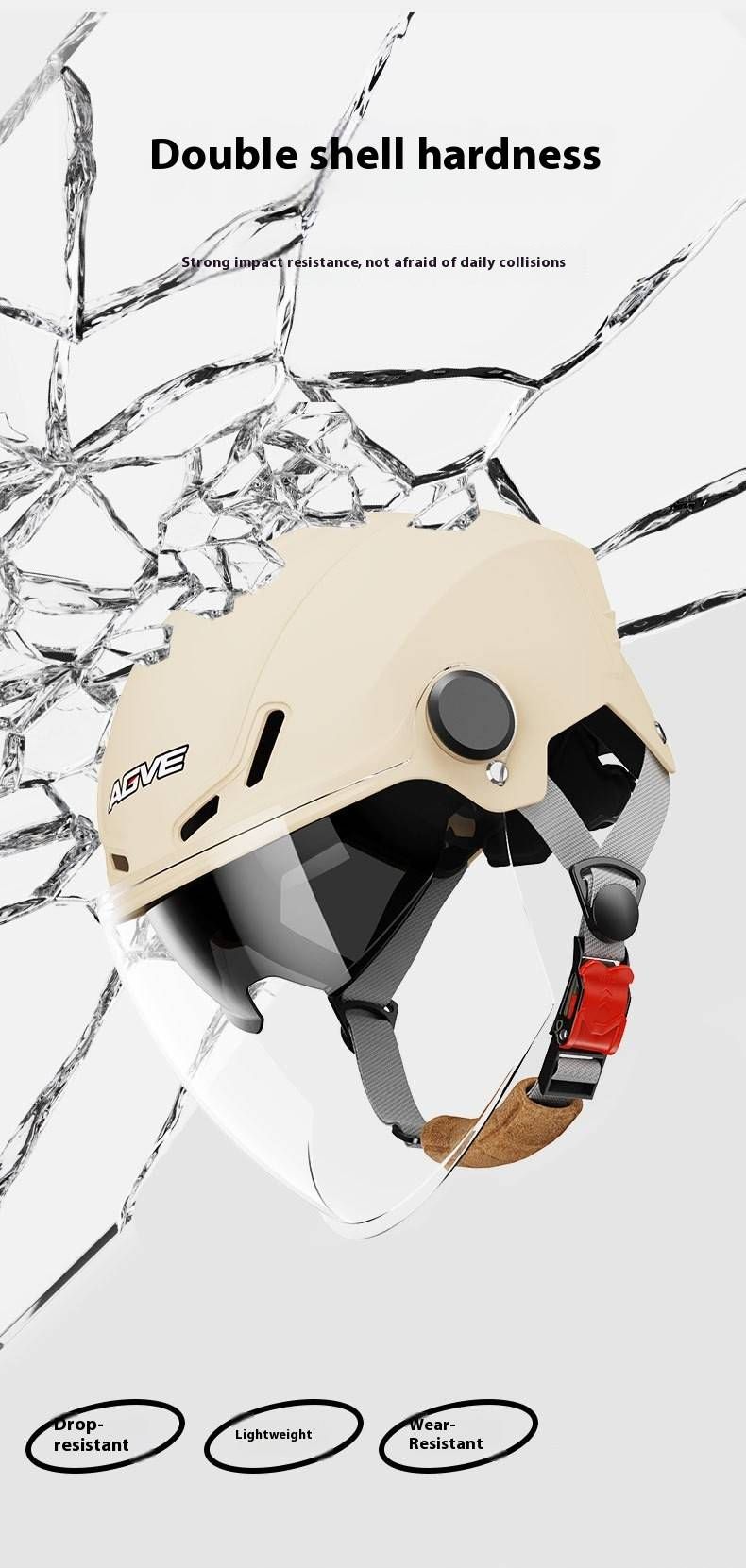 3C Certified Summer Motorcycle Half Helmet – UV Protection, Lightweight ABS Shell, Adjustable Fit (Clear/Tinted/Silver Visor Options)_voghion.com
