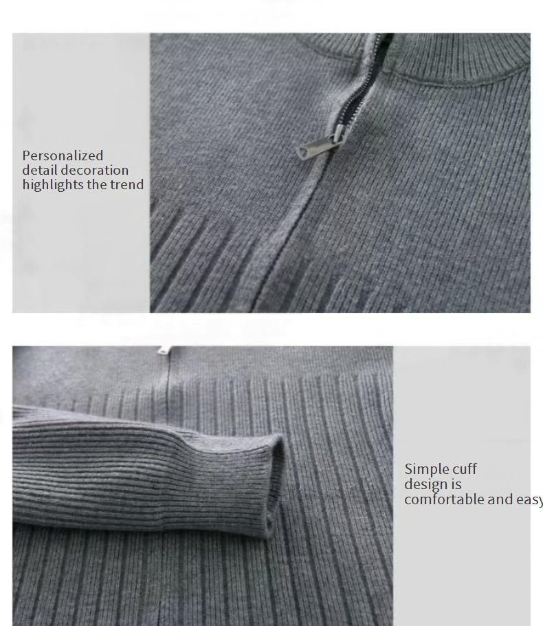Men's Knit Cardigan Sweater With Stand Collar & Zipper - Solid & Striped Casual Pullover For Autumn & Winter_voghion.com