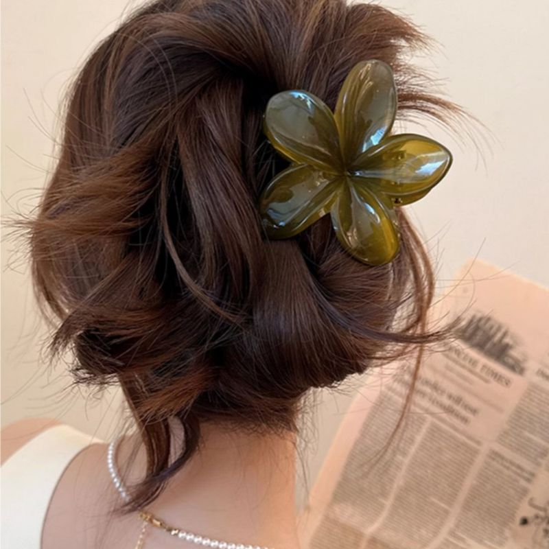 3 fermagli per capelli da donna a forma di fiore, a forma di sirena laser, da 8 cm/3,15 pollici, di grandi dimensioni, in plastica leggera marrone beige, alla moda e_voghion.com