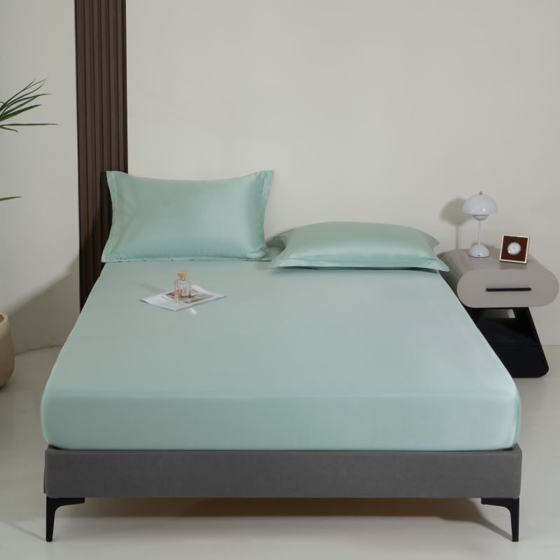 Drap de lit uni en Tencel lavé, 1 pièce, en soie glacée fraîche, protège-matelas en soie_voghion.com
