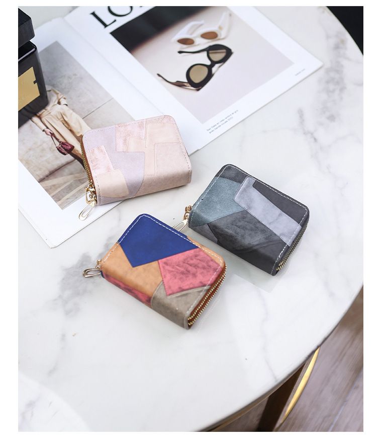 Porta carte Porta carte Porta carte a fisarmonica con doppia cerniera Retro Colore abbinato Portafoglio corto multifunzione Porta monete con più slot per carte_voghion.com