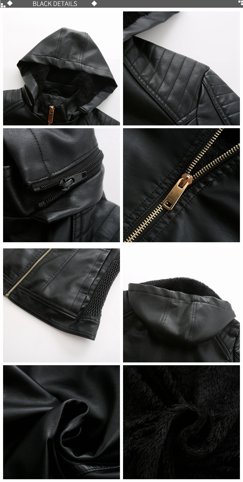 Damenbekleidung, große Größe, Plus-Samt-Lederbekleidung, Damen-Kapuzen-Herbst- und Winter-Kurzmantel, warme Freizeitjacke_voghion.com