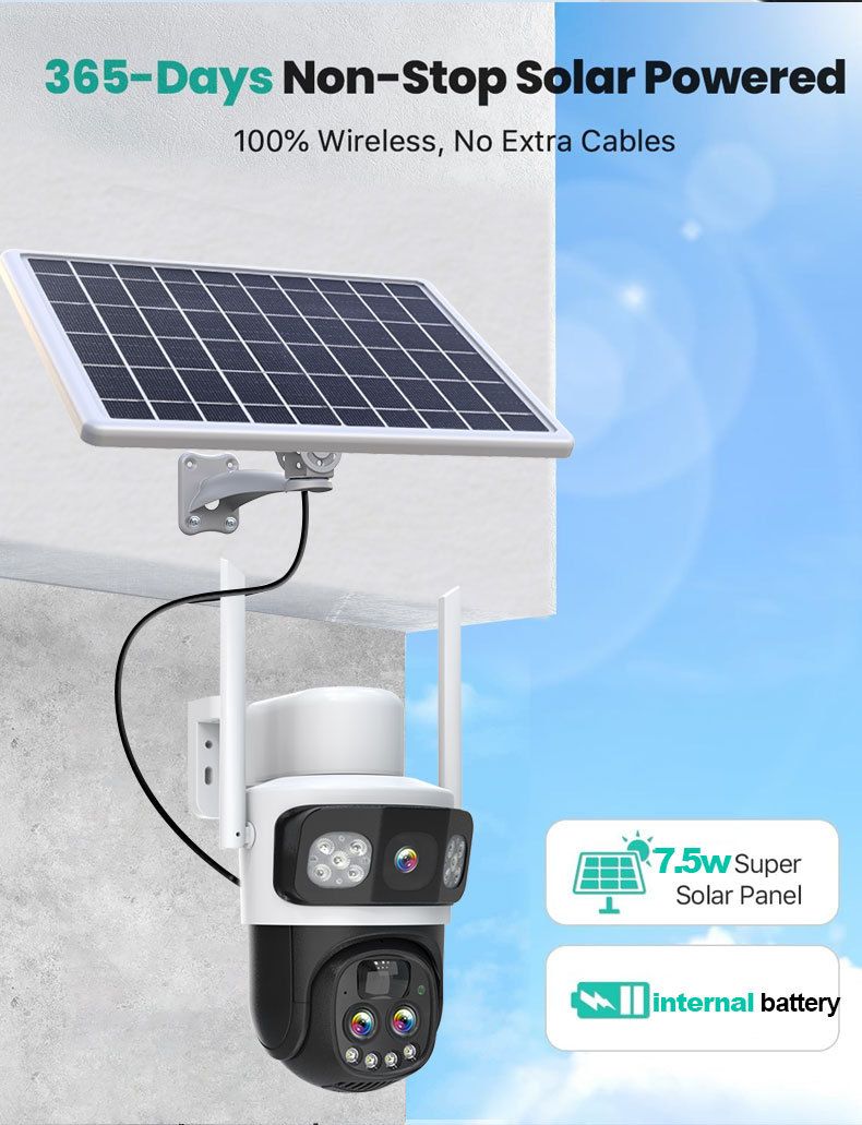 Telecamera di sicurezza PTZ solare 4G – Zoom 10X, HD 3MP, visione notturna 50m, monitoraggio remoto IP66_voghion.com