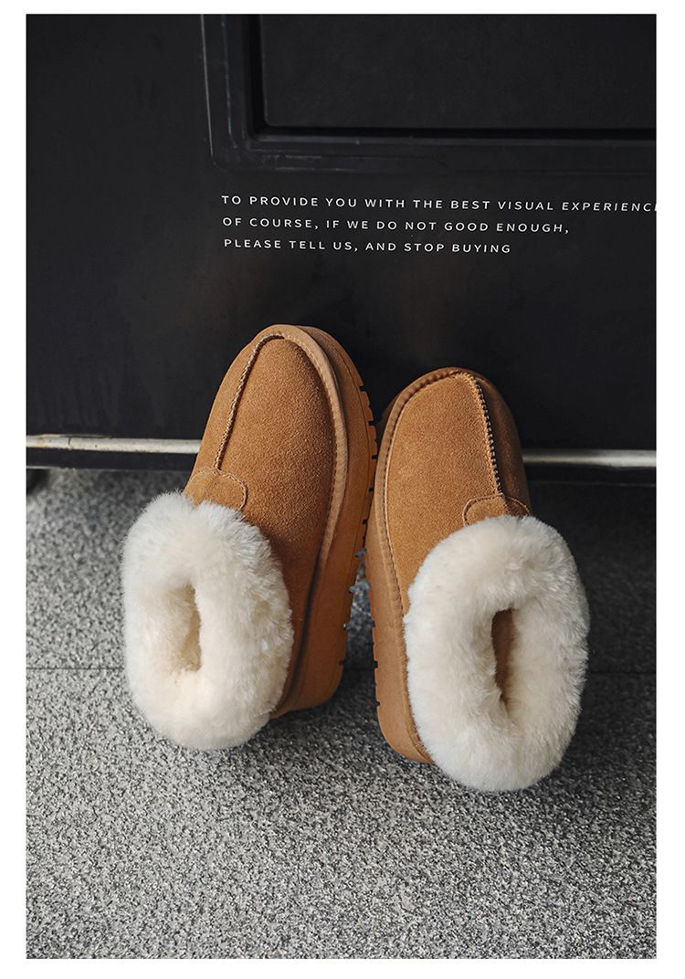 Snow boots female sheep fur in one winter with cashmere cotton shoes short tube bread shoes_voghion.com