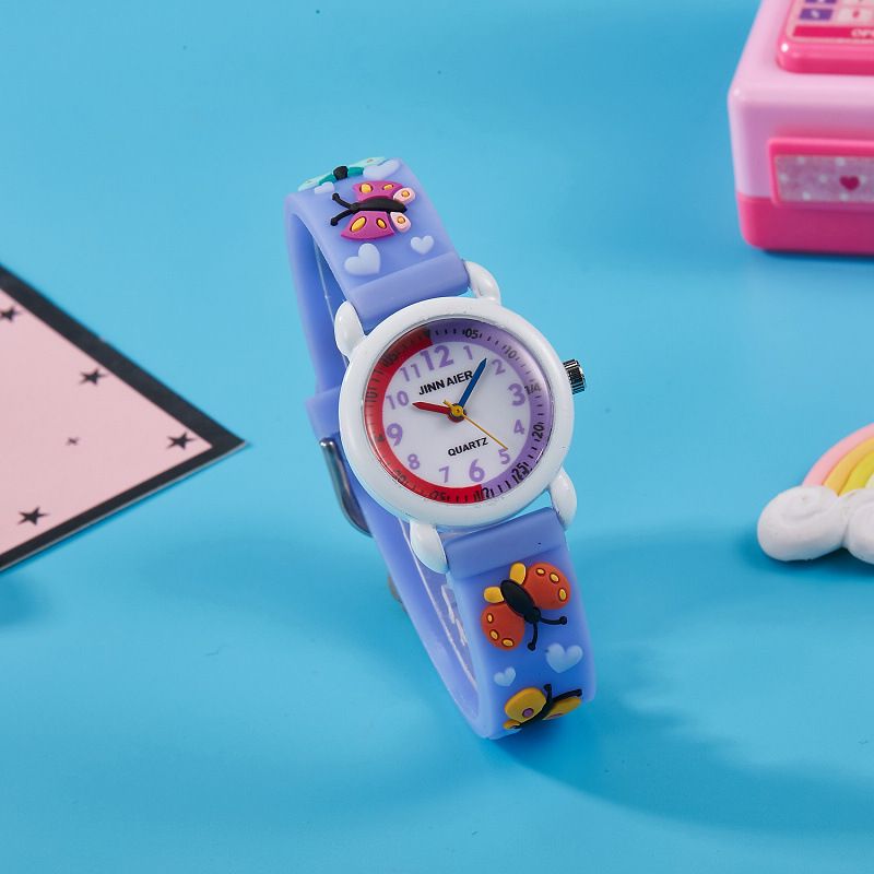 Mother & Kids Primary School Students Waterproof Children's Watch Quartz Cartoon Only Watch Time Recognize Words Children's Silicone Watch_voghion.com