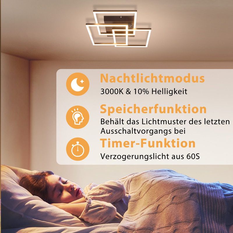 Glitzerlife Deckenlampe LED Deckenleuchte Weiß - 36W Wohnzimmerlampe Dimmbar Schlafzimmerlampe Mit Fernbedienung Modernes Design Deckenlampe Für Kinderzimmer Küche_voghion.com