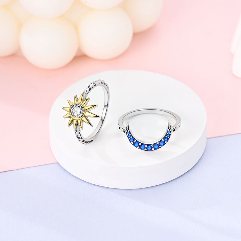 Vendite calde Anello di anniversario in pietra colorata impilabile in argento Anelli originali in zircone con occhi azzurri brillanti per donne Regalo di gioielli arcobaleno_voghion.com