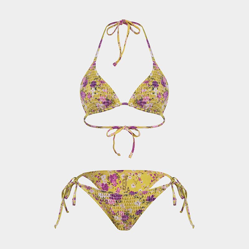 Vêtements pour femmes Jupe en gaze Fendue Bikini de Vacances Maillot de Bain Sexy Imprimé Bikini Ensemble Trois Pièces_voghion.com