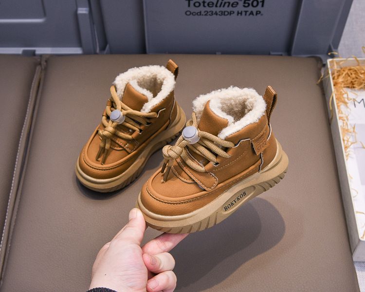 2024 Winter Neue Kinder 21-30 Größe Jungen und Mädchen Plüsch Kurze Stiefel Warme Baumwolle Schuhe Trendy_voghion.com