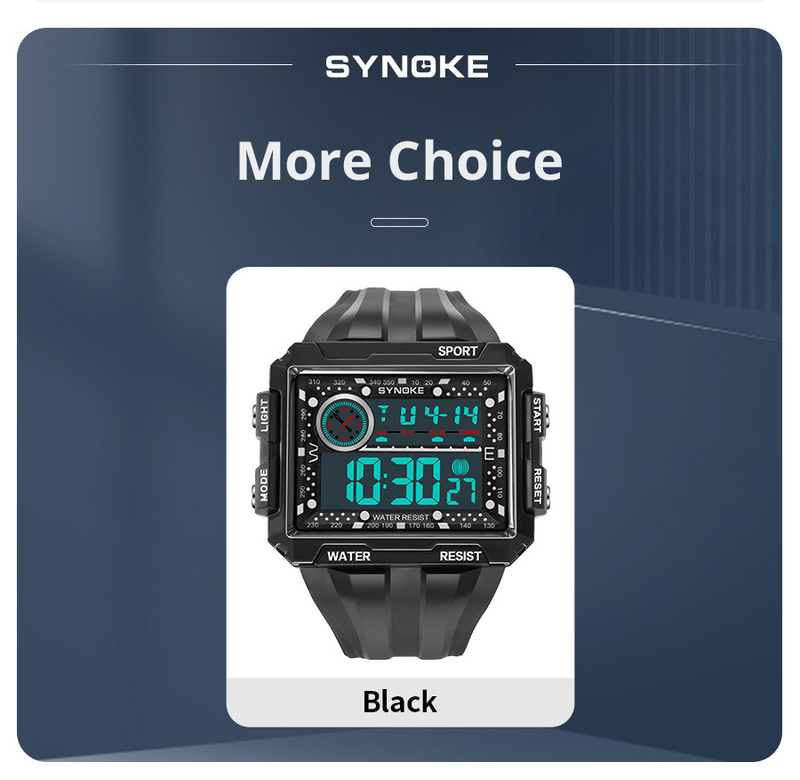 Men's Punk Street Style LED Waterproof Digital Sports Watch With Large Square Screen, Retro Design, Non-Mainstream Fashion, Unisex Appeal_voghion.com