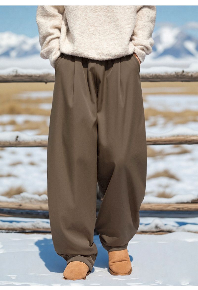 Fleecegevoerde cargobroek voor heren – Winterbroek van katoenmix met relaxte pasvorm, trekkoord in de taille en microstretch (M-3XL, zwart/bruin/kaki/grijs)_voghion.com