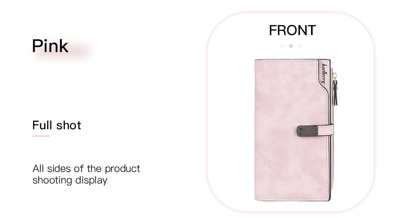 Baellerry Women's Long Wallet New Arrival Multi-card Matte Leather Clutch Multi-functional Mobile Phone Bag_voghion.com