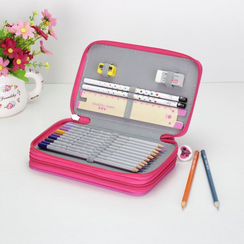 Trousse à crayons à quatre couches pour étudiants, trousse à crayons de couleur pour pinceaux de 72 couleurs, trousse de rangement poreuse pour papeterie, trousse à crayons d'art, vente en gros_voghion.com