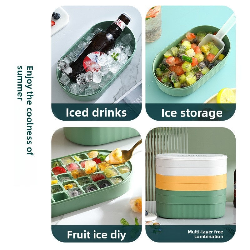 Eiswürfelschale aus Silikon mit großem Fassungsvermögen und Deckel – Premium-Eisform für den Gefrierschrank zu Hause (BPA-frei)_voghion.com