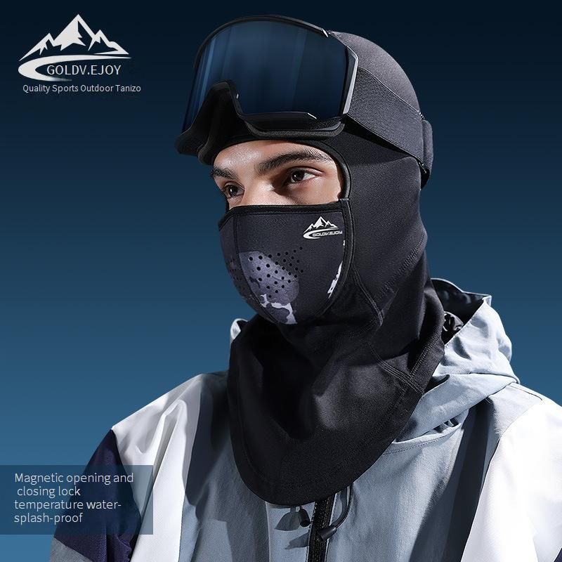 Passamontagna magnetico da sci per uomo e donna - Maschera invernale antivento con fodera in pile per sport all'aria aperta, ciclismo e protezione dal freddo_voghion.com