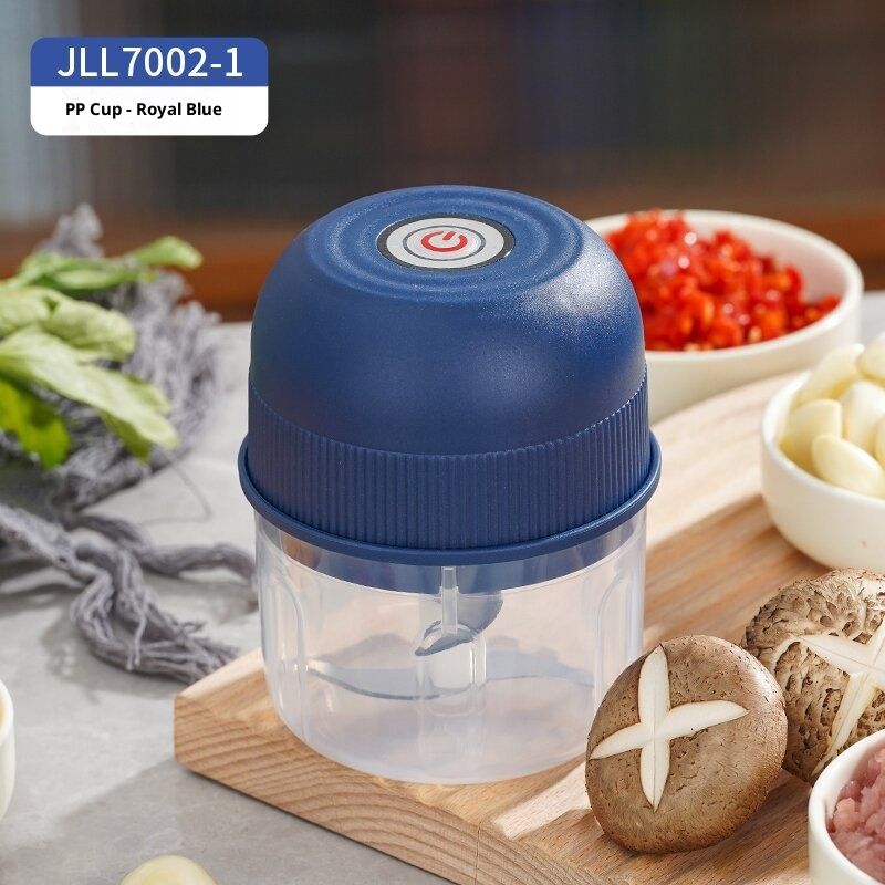 Mini tritatutto elettrico a 4 lame – Ricaricabile tramite USB-C per aglio, carne e alimenti per bambini, motore da 200 W, bicchiere in vetro da 300 ml (modalità a impulsi, lavabile in lavastoviglie)_voghion.com