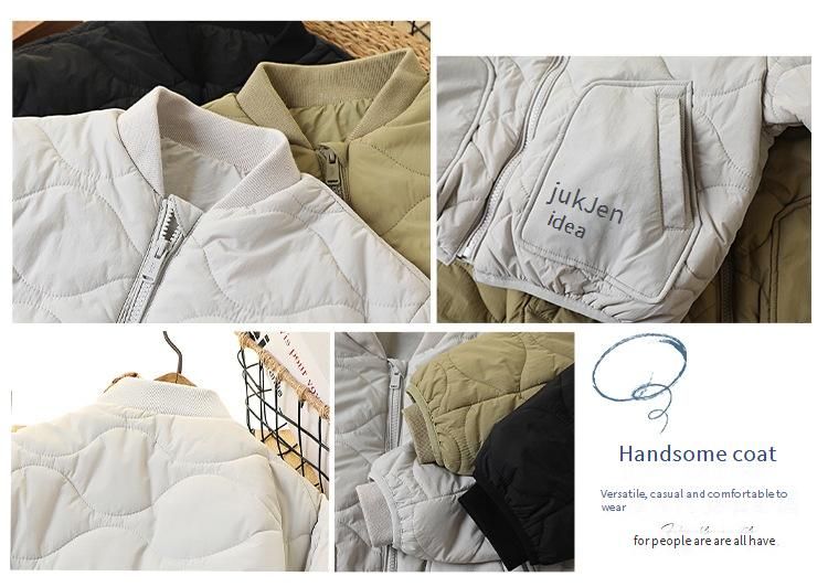 Giacca da baseball in nylon spesso per ragazzi - Cappotto caldo con scollo a V e cerniera, maniche lunghe, fodera in poliestere leggero, stampa casual con lettere (110-170 cm)_voghion.com