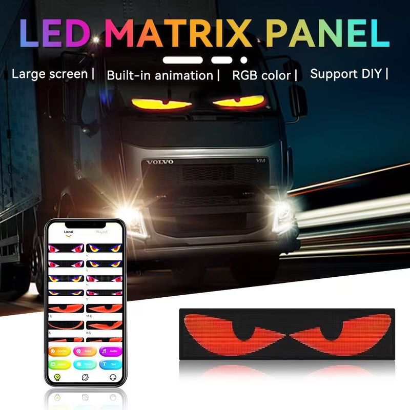 Écran publicitaire flexible lumineux LED dynamique Bluetooth pour camions et voitures Devil S Soft Car Truck Eye Light_voghion.com