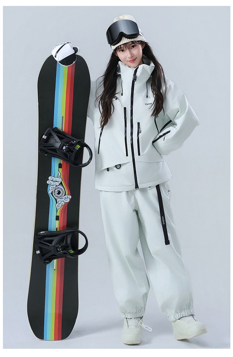Si For Women Men, Snowboard Waterproof Thicened Fully Laminated Professional Snow Suit Top And Pants Set 3L Color_voghion.com