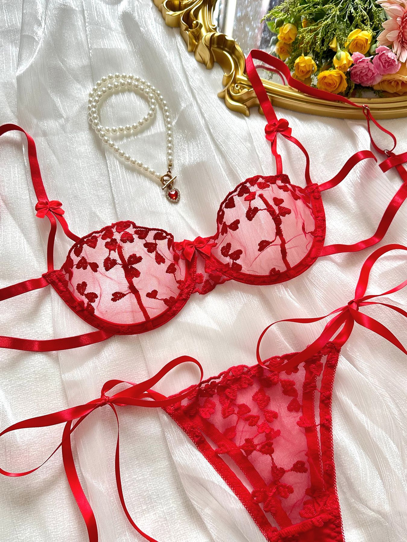 2025 INS Romantic Love Mood Fun Clothes Transparent Underwire Sexy Lingerie For Women_voghion.com