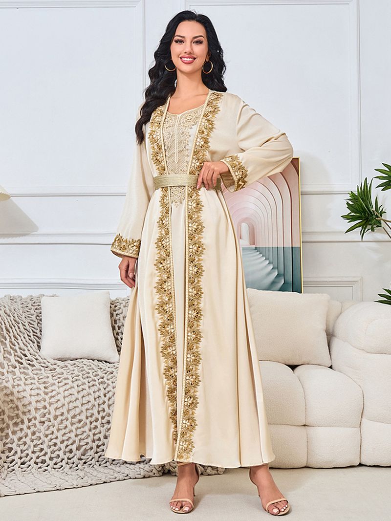 Damenbekleidung Abendkleid Sommer Neue Mode Perlenkleid Langarm Strickjacke Zweiteiliges Set_voghion.com