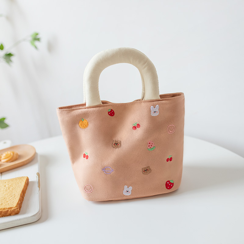Borsa tote estiva in tela 2023 per ragazze, studentesse e bambine, graziosa borsa imbottita ricamata a blocchi di colore_voghion.com