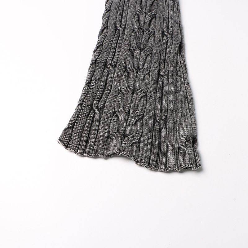 Pantaloni lunghi intrecciati in maglia elastica a vita media, stile retrò, autunno inverno 2025, nuovi, tinta unita_voghion.com