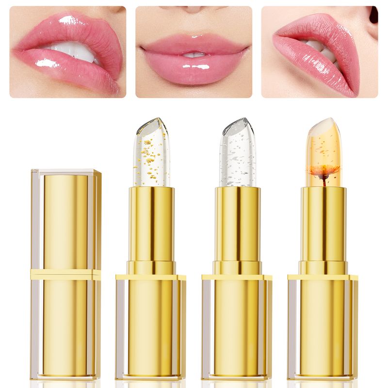 Farbwechselnder Lippenstift, Gold Crystal Ph Lippenstift mit Farbwechsel, langanhaltender, 24 Stunden feuchtigkeitsspendender, glänzender Lipgloss_voghion.com
