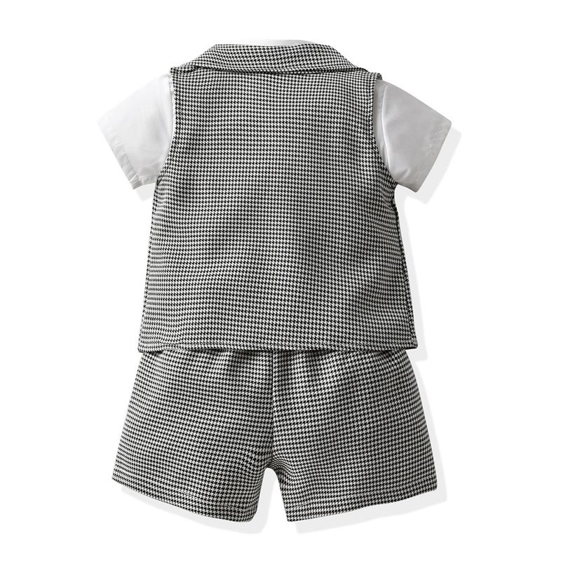 Kinderkleidung Neue Frühlings- und Herbstkleidung für Jungen, kleine karierte Weste, kurzärmeliger Hemdanzug für Kinder, einjährige Kleider-Performance-Kleidung_voghion.com