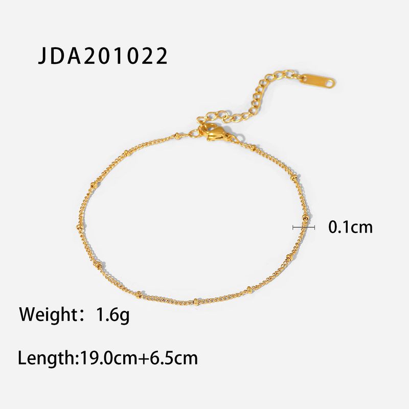 INS New Women's Titanium Steel Gold Fine Classic Round Bead Fashion Polyvalent Bijoux de cheville_voghion.com