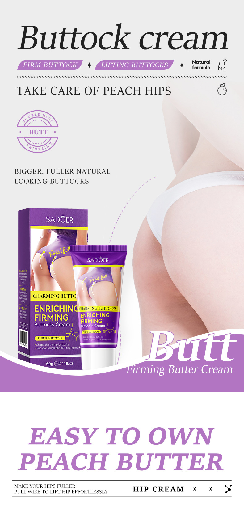 24 hot English Hip Full Beauty Cream 60g plump lifting buttocks body care product_voghion.com