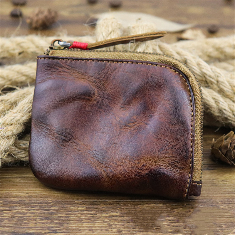 New Coin Purse for Men Vintage Mini Wallet Original Leather Card Case Holder Wallet Male Short Zipper Small Change Organizer Bag_voghion.com