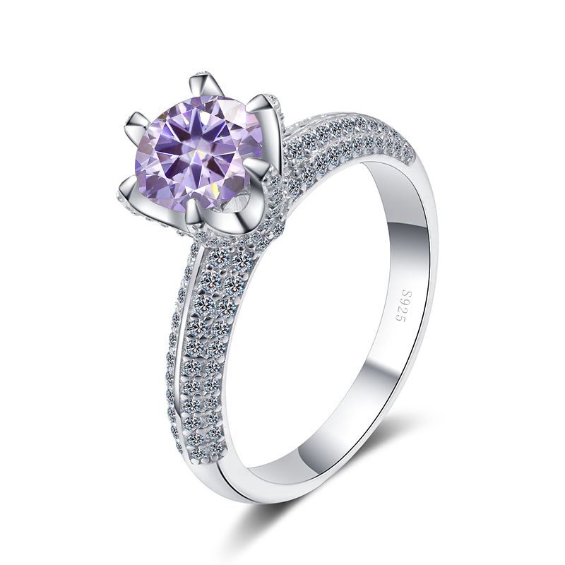 Tancise ægte 1/2 karat D farve moissanite vielsesringe til kvinder Topkvalitet multifarve sterling sølv smykker_voghion.com