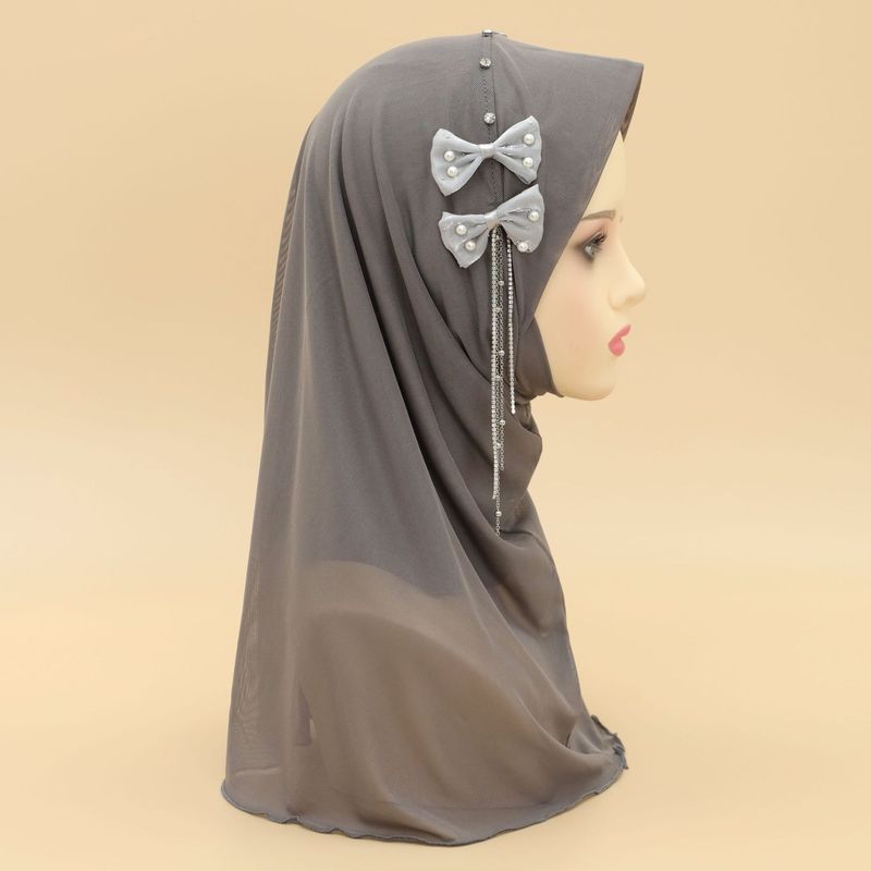 Dame hijab hotselgende ensfarget sløyfe dusk netting myk brem dame chiffon hodeskjerf skjerf_voghion.com