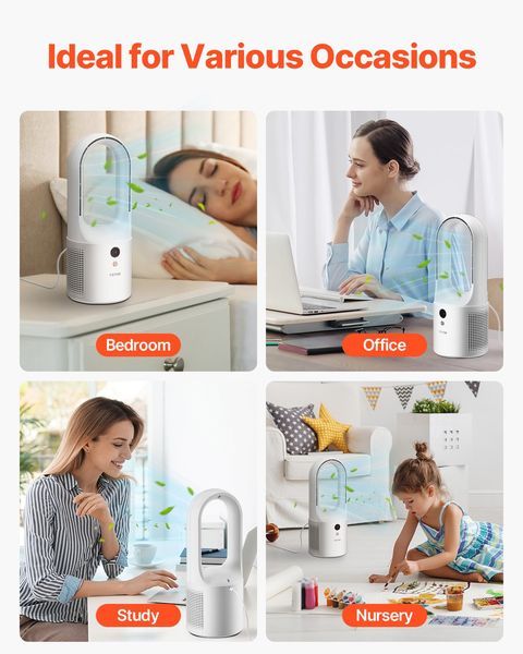 Portable Desk Bladeless Fan 12.99' 6-Speed Quiet Table Fan For Bedroom & Office_voghion.com