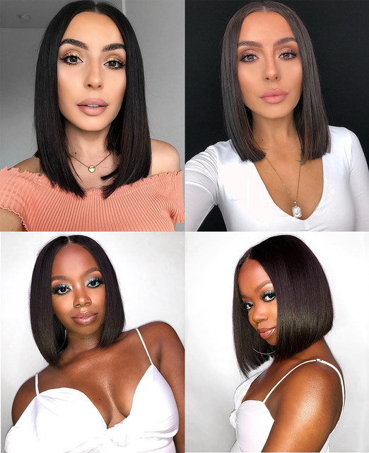 Csont egyenes bob paróka csipke frontális emberi haj paróka nőknek előre szedett 13x4 átlátszó csipke frontális paróka rövid paróka emberi haj_voghion.com