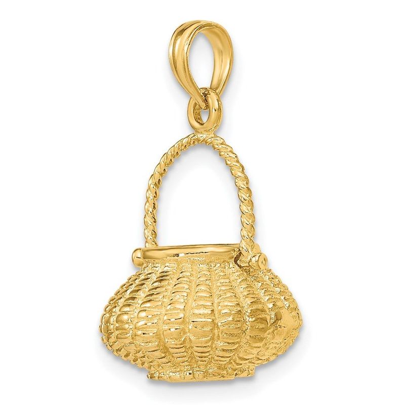14K 3-D Moveable Handle Flower Basket Charm_voghion.com