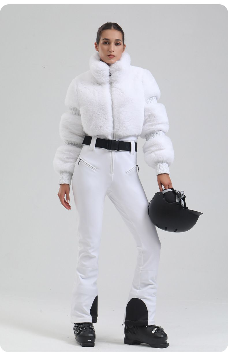 Traje de esquí de invierno para mujer: traje de nieve de una pieza ajustado, con aislamiento térmico y resistente al viento para esquí alpino y deportes al aire libre._voghion.com