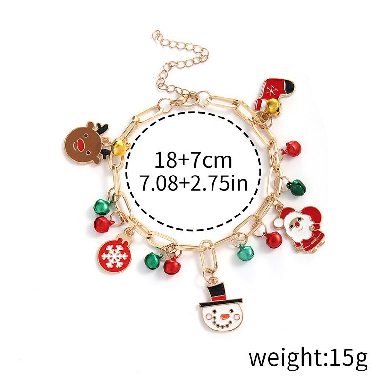 Bracelets à maillons et chaîne en argile souple en alliage avec sapin de Noël et élan mignons_voghion.com