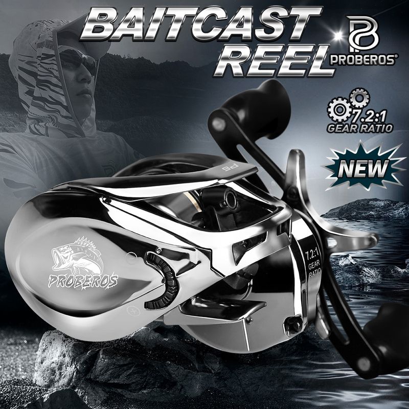 Long Casting Lure Baitcasting 7.2:1 Anti-Backlash 5+1BB With Drag Alarm Electroplated Fishing Reel_voghion.com