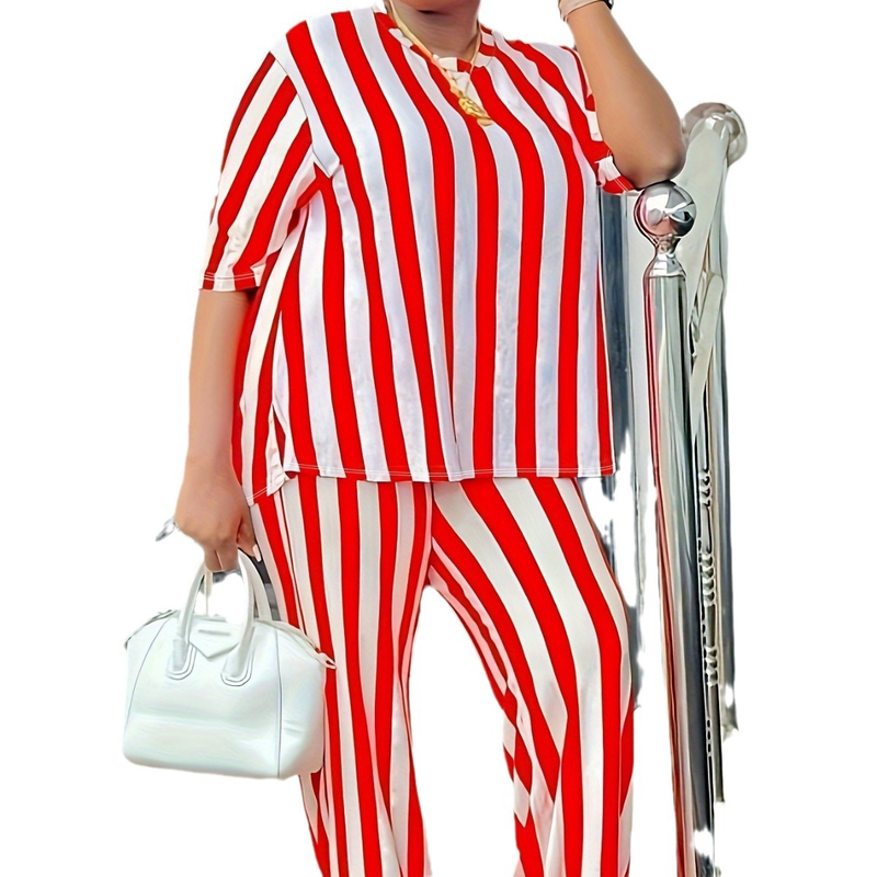 Set haine de dama noua dunga verticala marime mari din doua piese_voghion.com